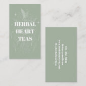 Cozy Sage Green Herbal Tea Shop Herb Bundle Visitekaartje (Voorkant / Achterkant)