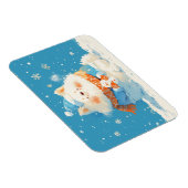 Cozy Samoyed Dog with Mini Snowman Magneet (Rechterzijde)