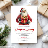 Cozy Santa Watercolor Christmas Dinner Invitation