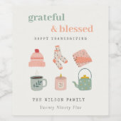 Cozy Scandi Autumn Essential Blush Thanksgiving Wijn Etiket (Enkel label)