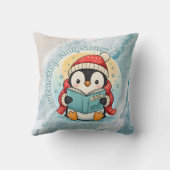 Cozy Scholar Penguin Reading Book Throw Pillow Kussen (Achterkant)