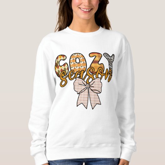 Cozy Season Cute Plaid Bow Fall Sweatshirt (Devant)
