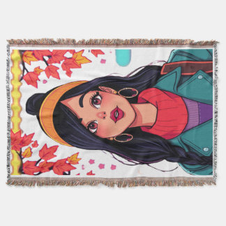 Cozy Sherpa Throw Blanket – Autumn Girl Art, Perfe Deken