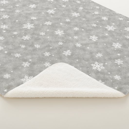 Cozy Silver Glitter Stars Snowflakes Sherpa Deken (3/4)