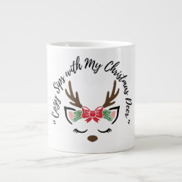 Cozy Sips with My Christmas Deer” – Cute Reindeer  Extra Grote Beker