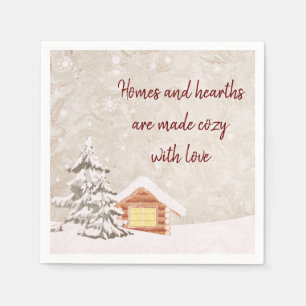 Cozy Snowy Country Winter Cabin Servet