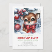 Cozy snowy forest baby deer Christmas invitation  (Devant)