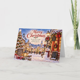 Cozy Snowy Village Christmas Card Kaart