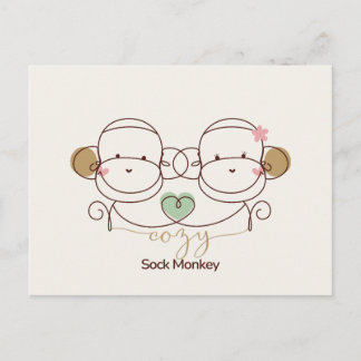 Cozy Sock Monkey Briefkaart