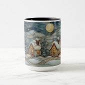 Cozy Stained Glass Snowy Village Holiday Mug (Centre)
