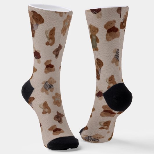 Cozy Teddy Bears Pattern Socks Sokken (Gebogen)