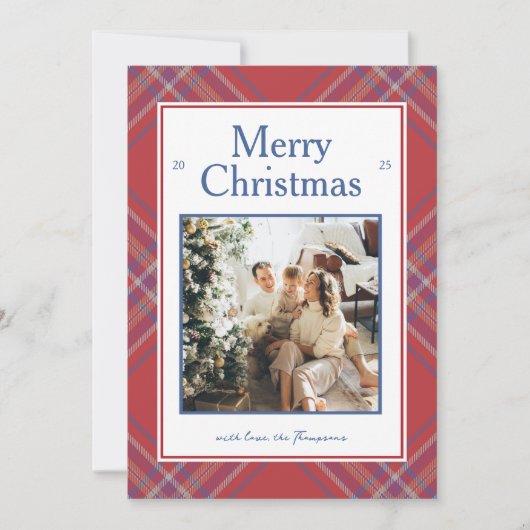 Cozy Traditional Plaid Tartan Holiday Card Feestdagenkaart (Voorkant)