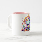 Cozy Triceratops Mug - Dinosaur in Blanket Sipping (Devant gauche)