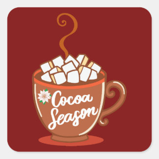 Cozy up with this sweet Cocoa Season design  Vierkante Sticker
