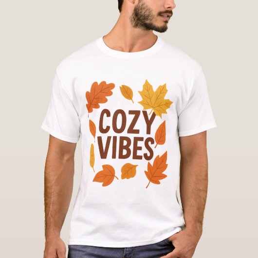 Cozy Vibes Autumn Aesthetic | Warm Fall Leaves Ret T-shirt (Voorkant)