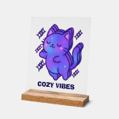 Cozy Vibes Galaxy Cat – Schattigee Astral Whimsy Acryl Bord (Hoek)