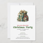 Cozy Victorian Christmas presents party invitation (Devant)