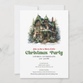Cozy vintage Christmas house party invitation (Devant)