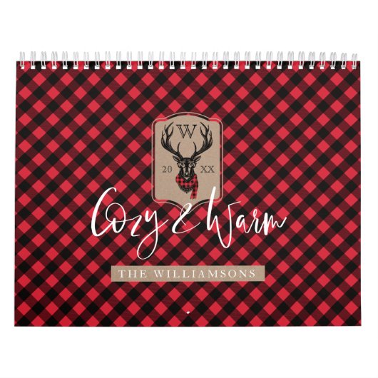 Cozy & Warm | Monogram rode bufferplaat Kalender (Hoes)