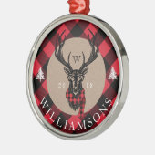 Cozy & Warm | Monogram rode bufferplaat Metalen Ornament (Links)