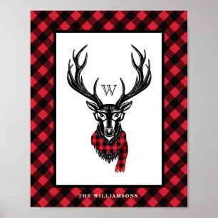Cozy & Warm Monogram rode bufferplaat Poster