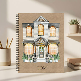 Cozy Watercolor Home Design - Notebook House Notitieboek