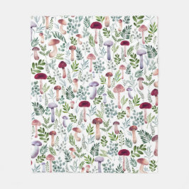 Cozy Waterverf Mushrooms Patroon  Fleece Deken