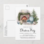 Cozy Waterverf Uitnodiging voor kerstfeestdagen th (Voorkant / Achterkant)