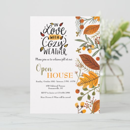 Cozy Weather Open House Uitnodiging (Staand voorkant)