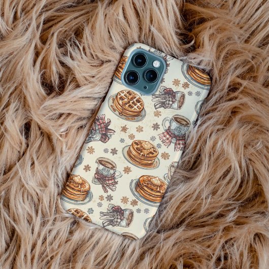Cozy Winter Breakfast Pattern | Pancakes & Coffee  iPhone Hoesje