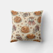 Cozy Winter Breakfast Pattern | Pancakes & Coffee Kussen (Achterkant)