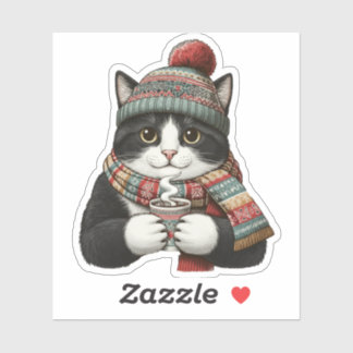 Cozy Winter Cat Cocoa Sticker