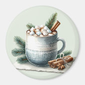 Cozy Winter Cocoa Marshmallow Mug Scene Magneet (Voorkant)