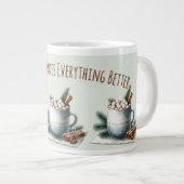 Cozy Winter Cocoa Marshmallow Scene Extra Grote Beker (Voorkant rechts)