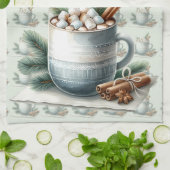 Cozy Winter Cocoa Marshmallow Scene Theedoek (Gevouwen)