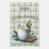 Cozy Winter Cocoa Marshmallow Scene Theedoek (Verticaal)