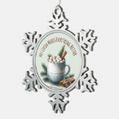 Cozy Winter Cocoa Marshmallow Scene Tin Sneeuwvlok Ornament (Rechts)