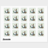 Cozy Winter Cocoa Marshmallow Scene Vierkante Sticker (Vel)