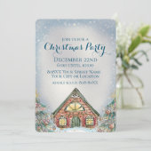 Cozy Winter Cottage en kerstbomen Kaart (Staand voorkant)