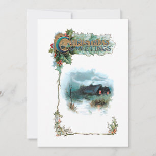 Cozy Winter Cottage en  kerstgraten Feestdagenkaart