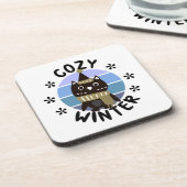 Cozy Winter, Cute Owl Bier Onderzetter (Linkerzijde)