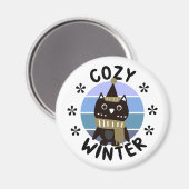 Cozy Winter, Cute Owl Magneet (Voorkant / Achterkant)