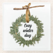 Cozy Winter Day Glazen Onderzetter (Voorkant)