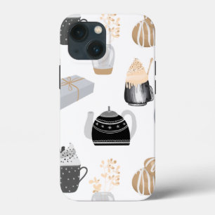 Cozy Winter Home Pattern iPhone 13 Mini Hoesje