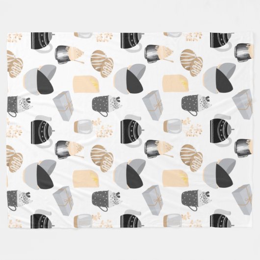 Cozy Winter Home Pattern Fleece Deken (Voorkant (Horizontaal))