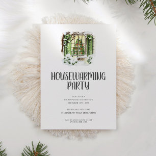 Cozy Winter Landscape Holiday Housewarming Party Kaart