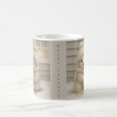 Cozy Winter Mug with Puppy and Kitten Illustration (Centre)