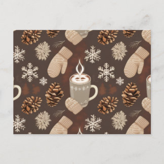 Cozy Winter Pattern-Minimalist Aesthetic Art Feestdagenkaart