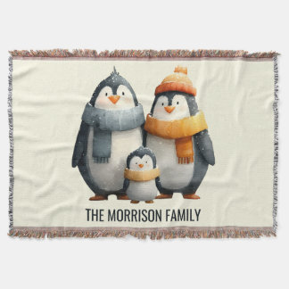 Cozy Winter Penguin Family Deken