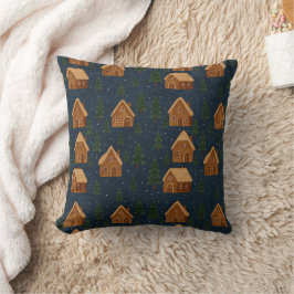 Cozy Winter Village Pattern Throw Pillow Kussen